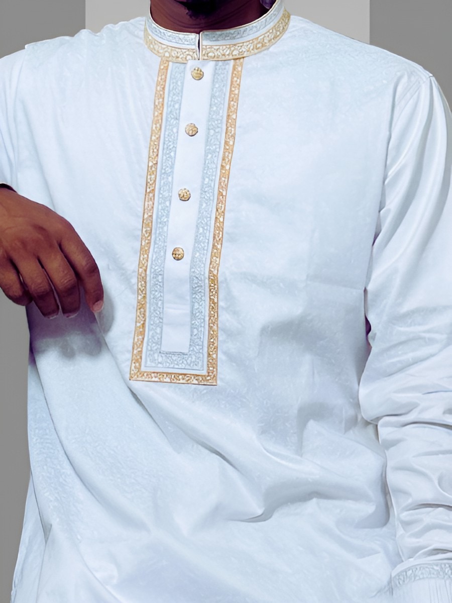 White Printed Panjabi-191223